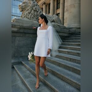 Park & Fifth White Long-Sleeve Square-Neck Mini Dress